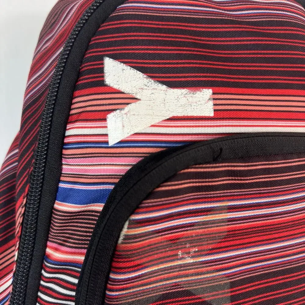 Y2K Roxy Womens Red Black Striped Backpack Multicolor School Travel Laptop Bag